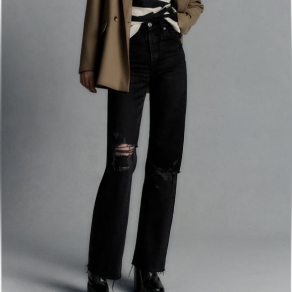 zara black ripped denim jeans - Picture 2 of 2